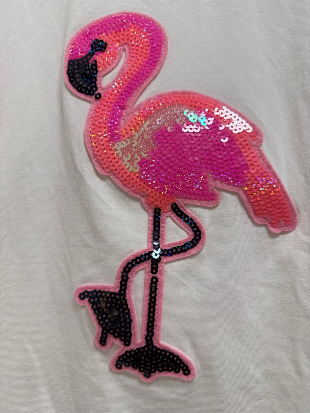 Lola + The Boys Short Sleeve Tee w/sequin Pink Flamingo sz 6 NWOT white - Picture 2 of 7